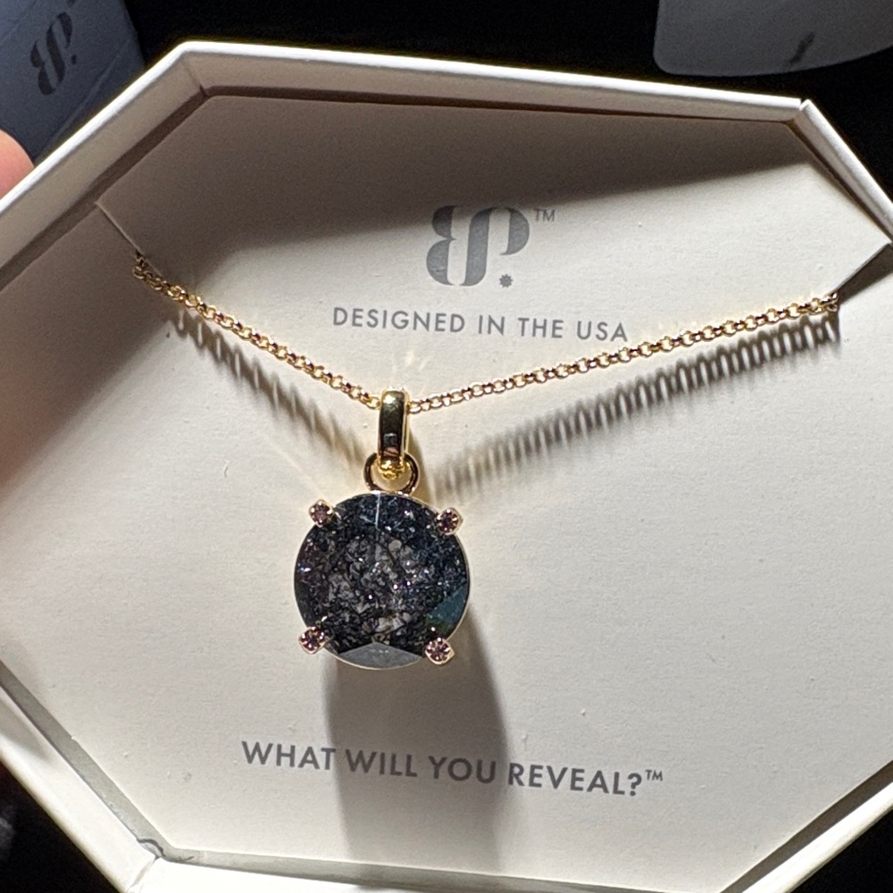BP Gold and Black Sparkle Pendant Necklace